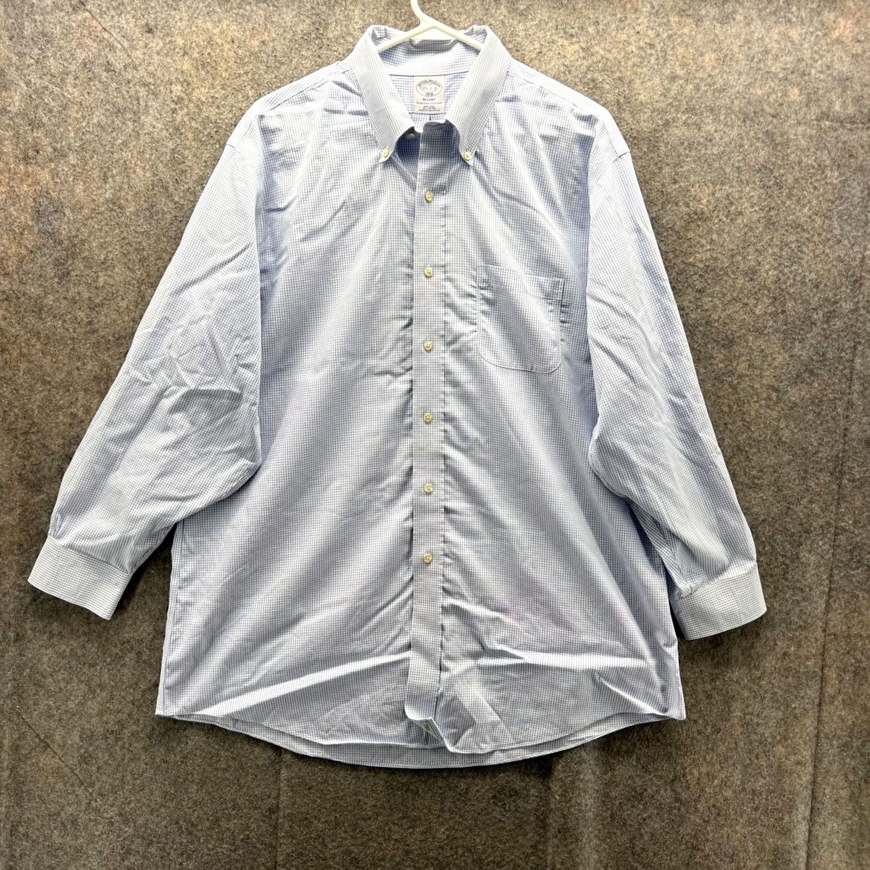 Brooks Brothers Brooks Brothers 1818 Shirt Men 17.5 2/3 Blue Gingham Button-Up Oxford Regent Shirt Size US XXL / EU 58 / 5 - 2 Thumbnail