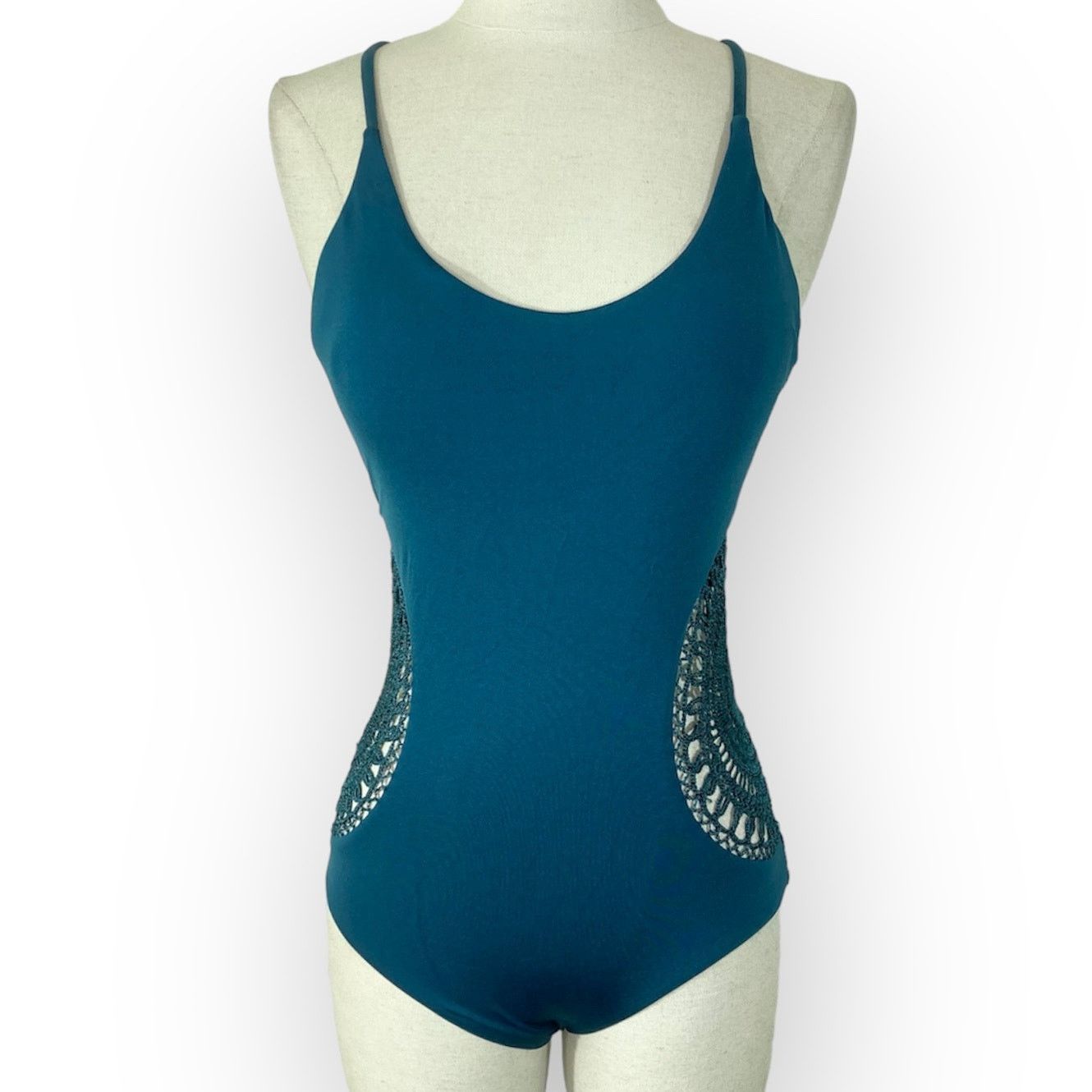 Red Carter Teal crochet one piece swimsuit NEW Red Carter bathing suit Size ONE SIZE - 4 Thumbnail