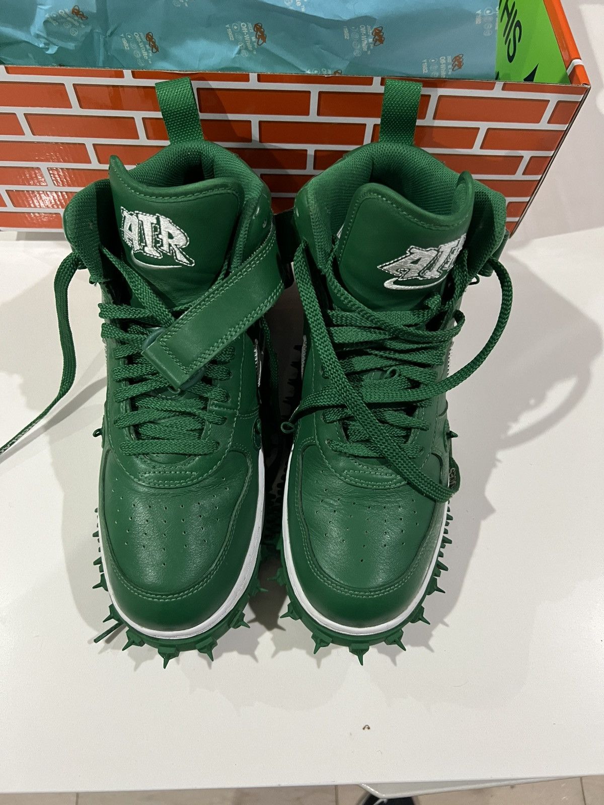 Nike × Off-White × Virgil Abloh Off-White Nike Air Force 1 Mid SP LTHR pine green Size US 9 / EU 42 - 6 Thumbnail