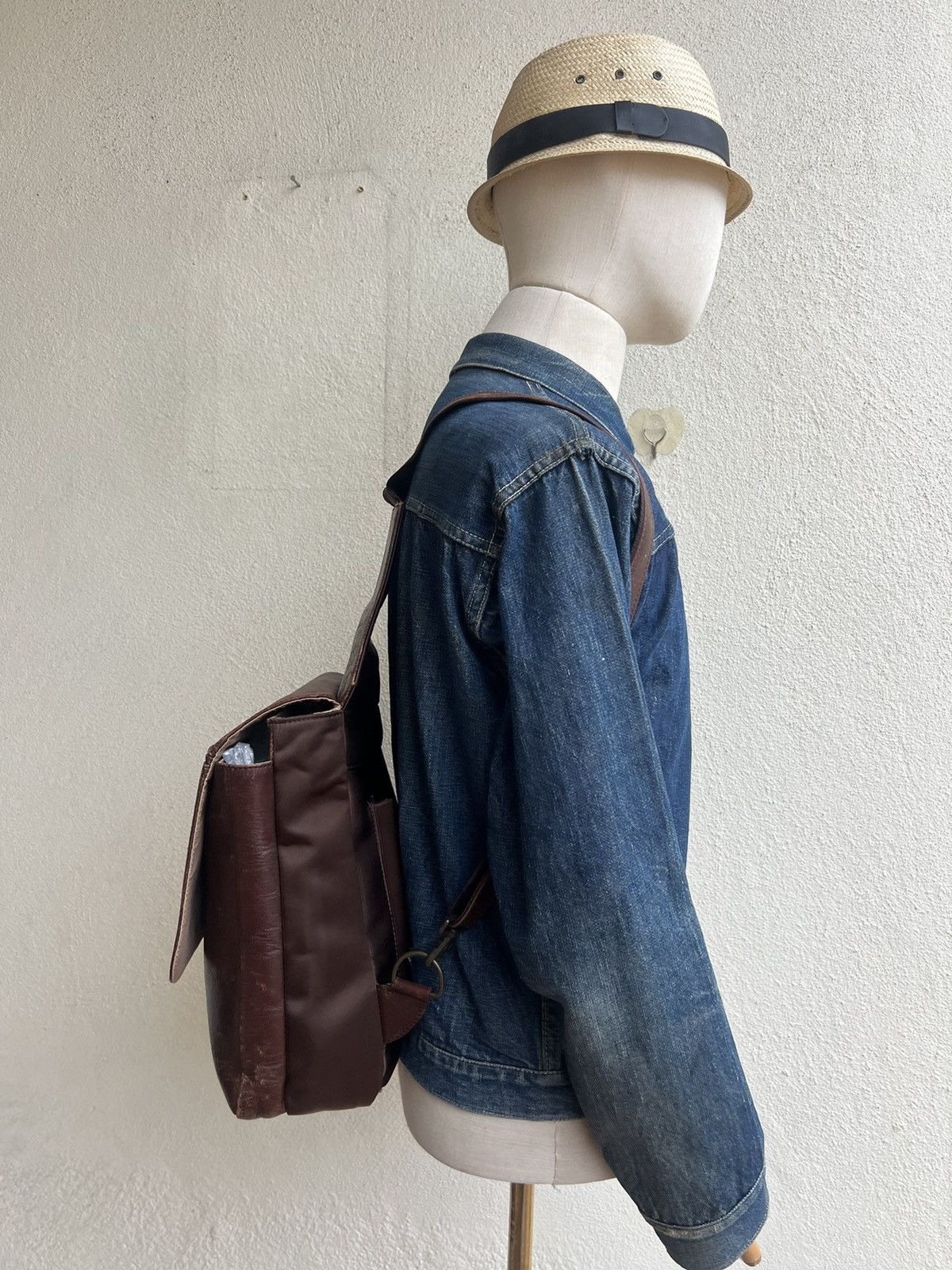 Leather Vintage HW Design Japan Hybrid Nylon Patina Leather Backpack Size ONE SIZE - 5 Thumbnail