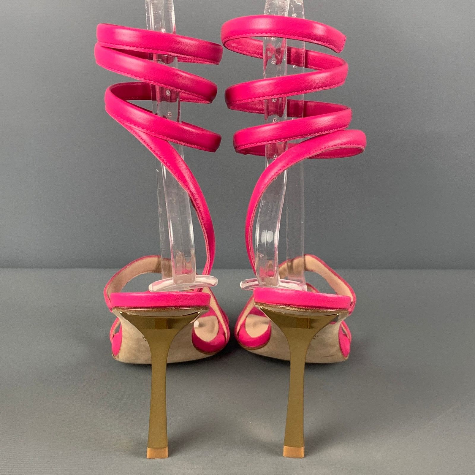 Stuart Weitzman STUART WEITZMAN 9 Beatrix Pink Gold Leather Strappy Sandals Size US 9.5 / IT 39.5 - 3 Thumbnail