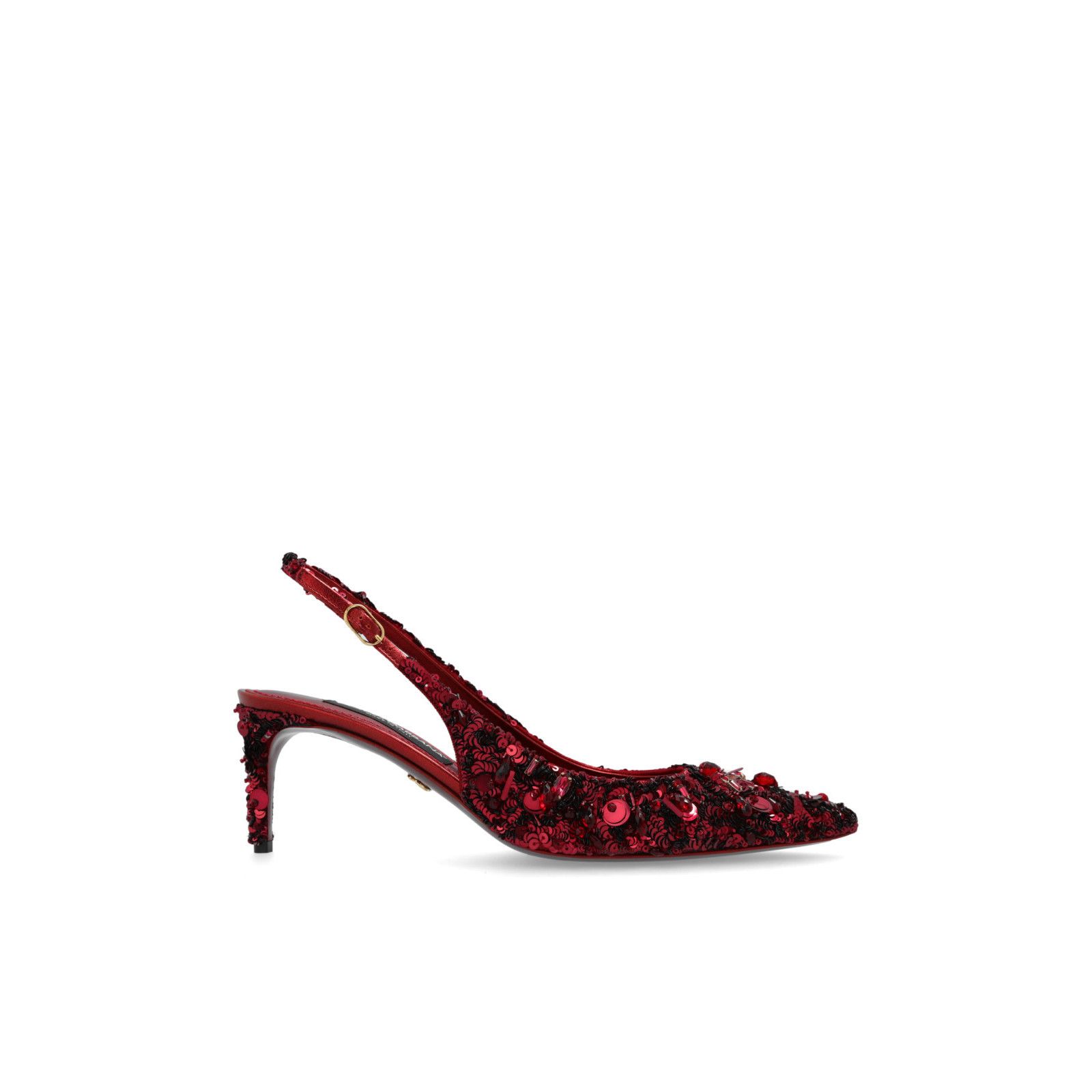 DOLCE&GABBANA Glitter Sequin Burgundy Red 75mm Heel Pumps Ne