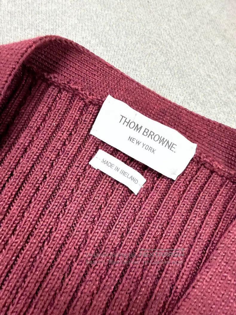 Thom Browne Thom Browne Burgundy Long Sleeve Knit Cardigan Size S / US 4 / IT 40 - 3 Thumbnail