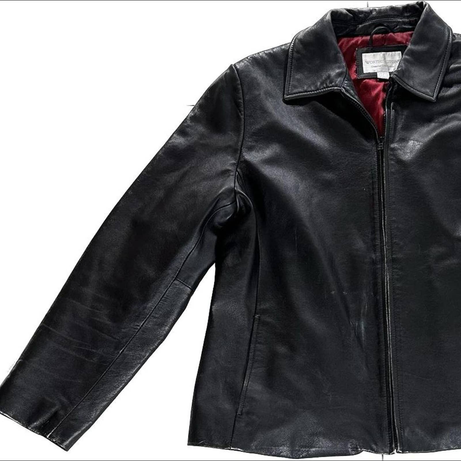 Genuine Leather Women S Leather Jacket Black Worthington Zip Xl Coat