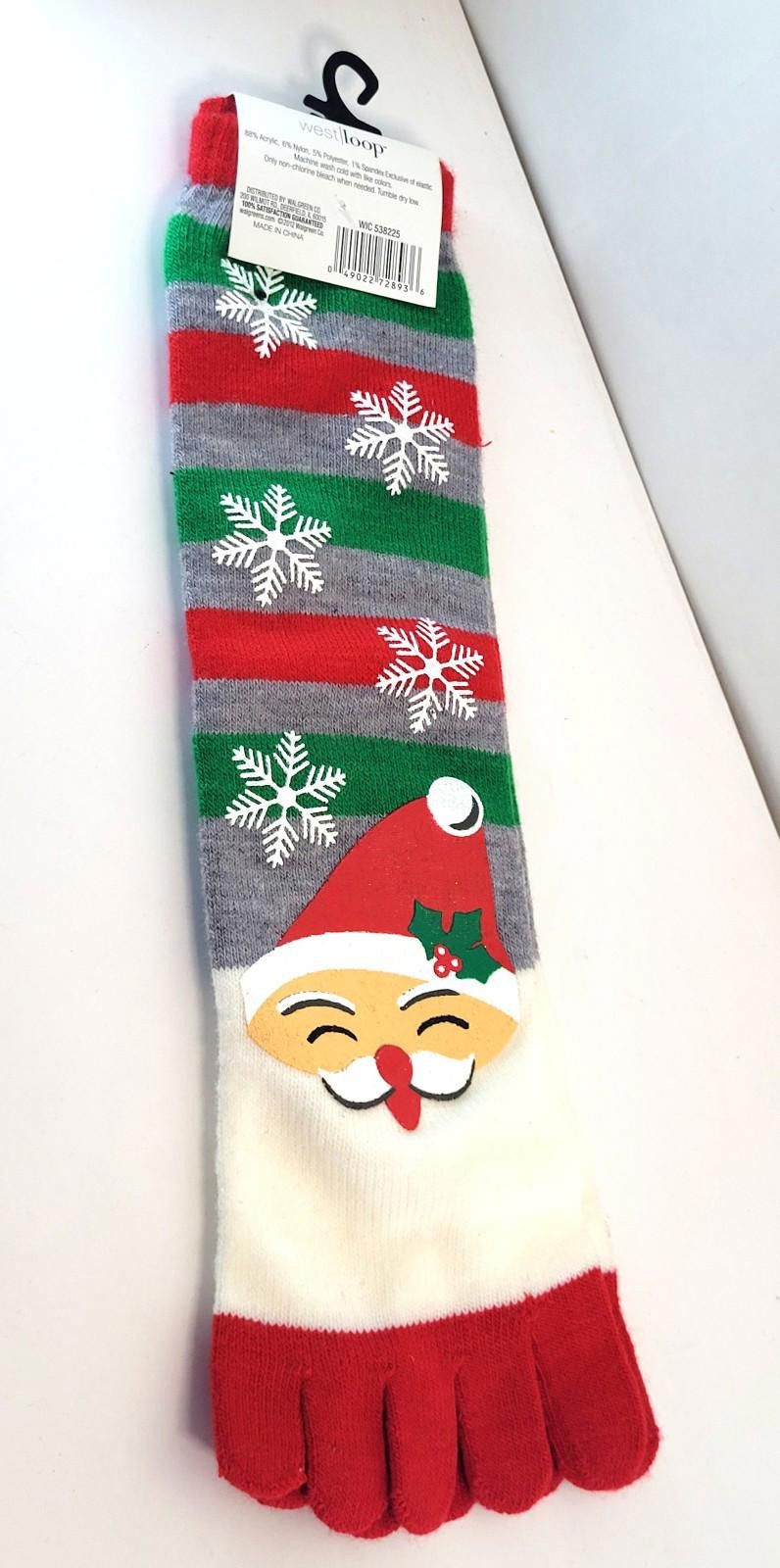 Other West Loop Women’s Santa & Snowflakes Toe Socks Shoe Sz 4–10 Size ONE SIZE - 3 Thumbnail