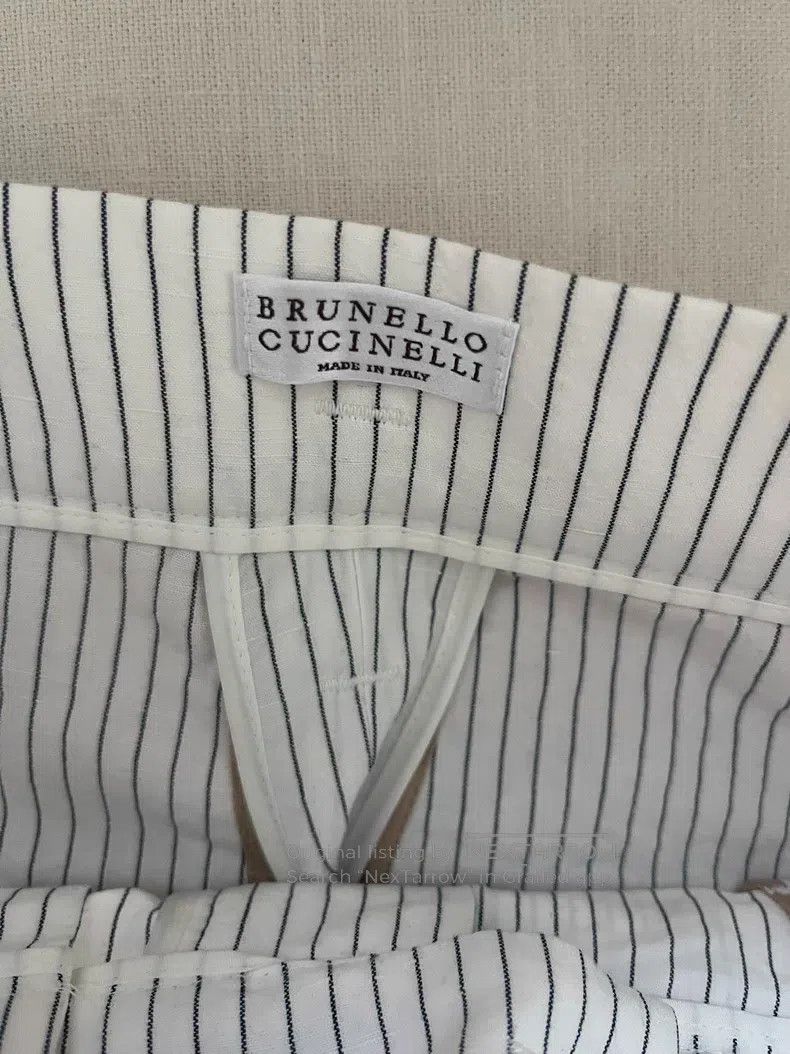 Brunello Cucinelli Brunello Cucinelli Cotton Linen Stripe Pants Size 25" / US 0 / IT 36 - 3 Thumbnail