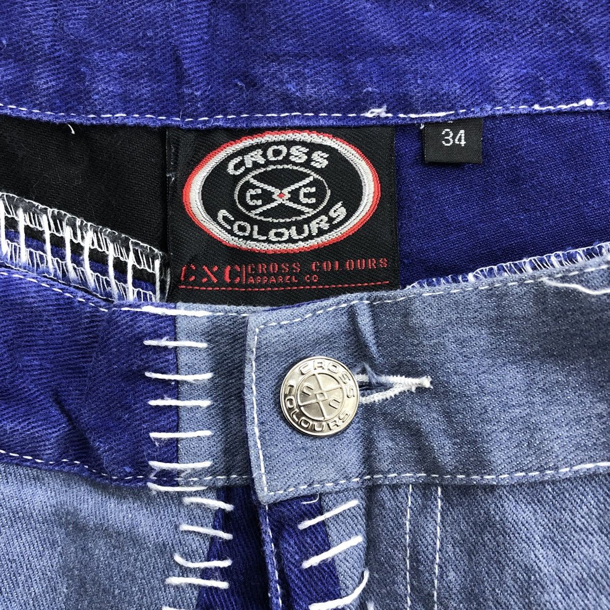 Cross Colours RARE💥 Cross Colours Patchworks JNCO Style Baggy Pants Size US 34 / EU 50 - 7 Thumbnail