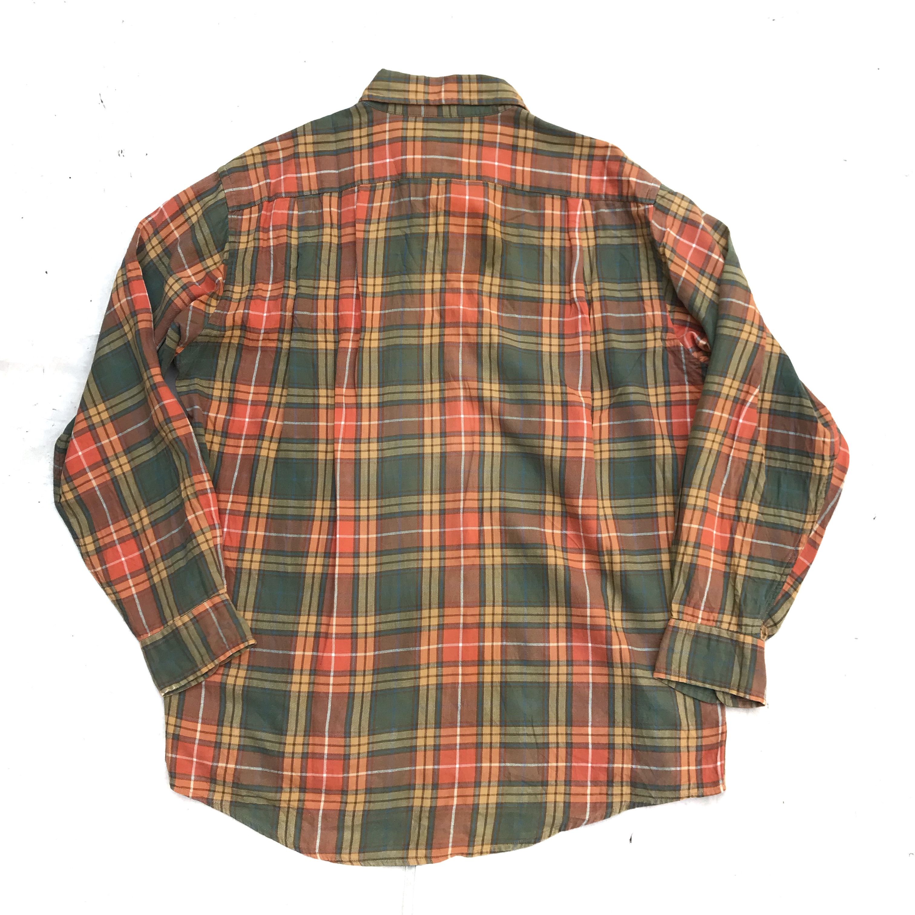 L.L. Bean Vintage LL Bean Summer Shirt Green orange long sleeves butt Size US M / EU 48-50 / 2 - 11 Thumbnail
