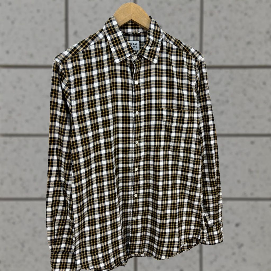 Aspesi Aspesi Italy Shirt Mens 38/15 Plaid Long Sleeve, Multicolor, Dress Shirt, Casual Cotton, Button-Down Collar, 38/15, Regular Fit, Mens Size US M / EU 48-50 / 2 - 1 Thumbnail