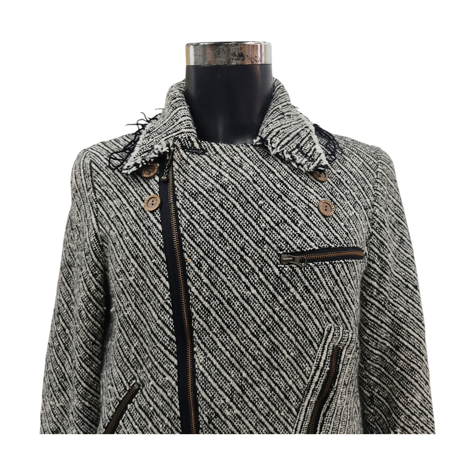 Sifury SIFURY Multi Zipper Tweed Herringbone Underground Jacket Size US S / EU 44-46 / 1 - 3 Thumbnail