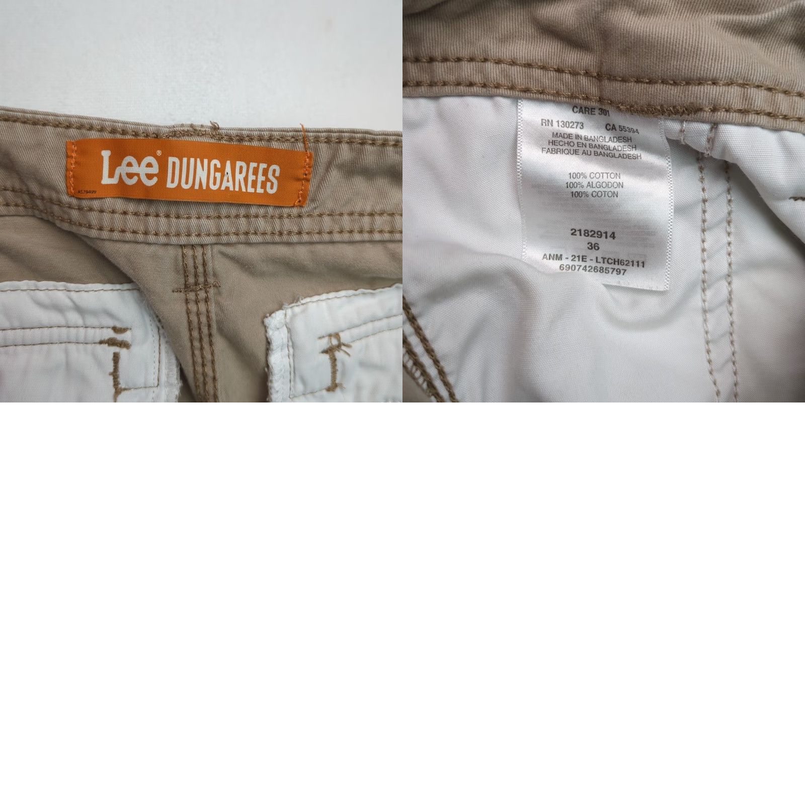 Lee Lee Dungaree Cargo Shorts Size 36 Heavy Cotton Beige Cargo Short Mens Regular Pocket Pockets Beige 100% Cotton Vintage No Size US 36 / EU 52 - 8 Thumbnail