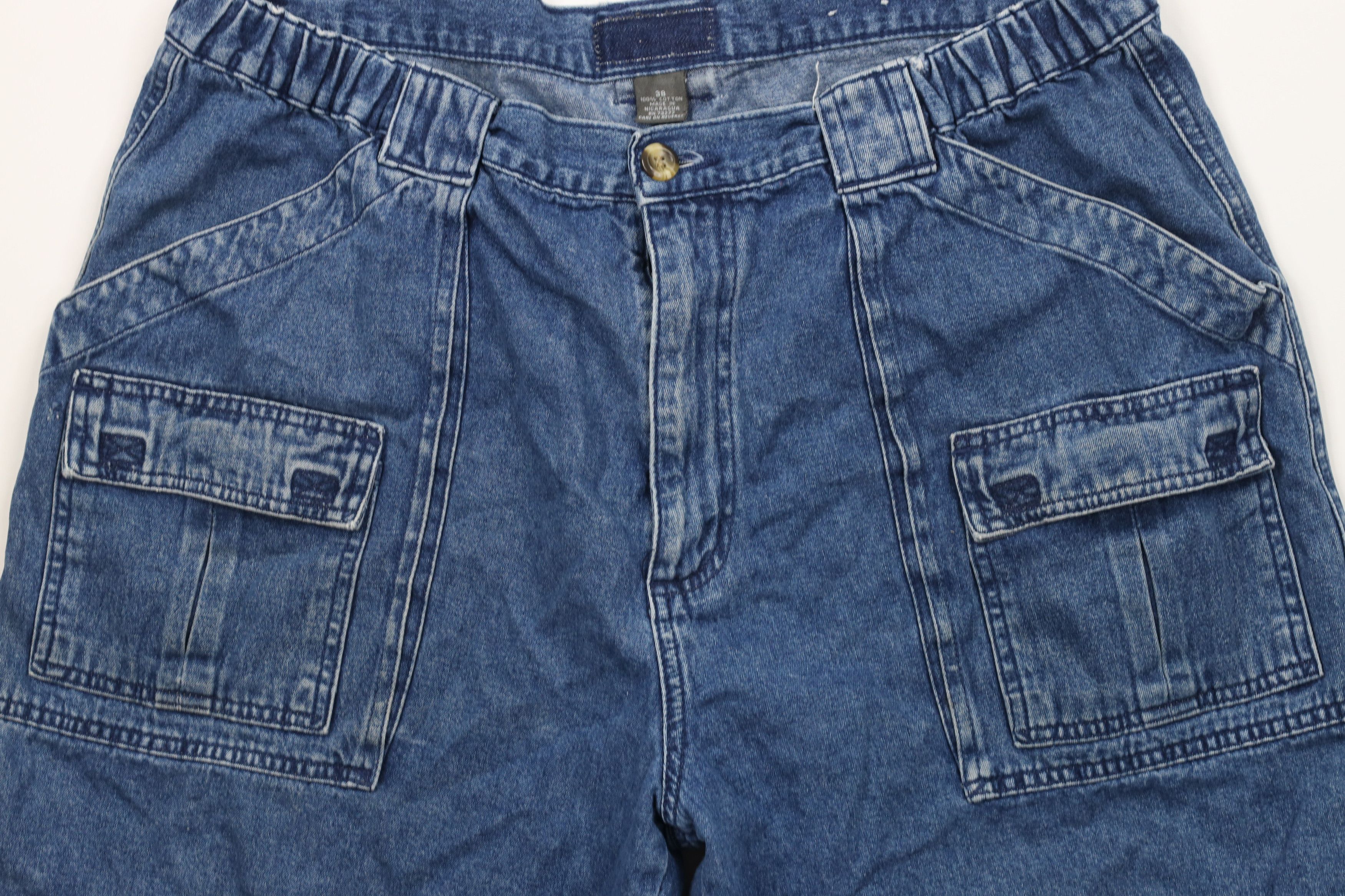 Vintage Vintage 90s Streetwear Above Knee Denim Cargo Shorts Jorts Size US 38 / EU 54 - 3 Thumbnail