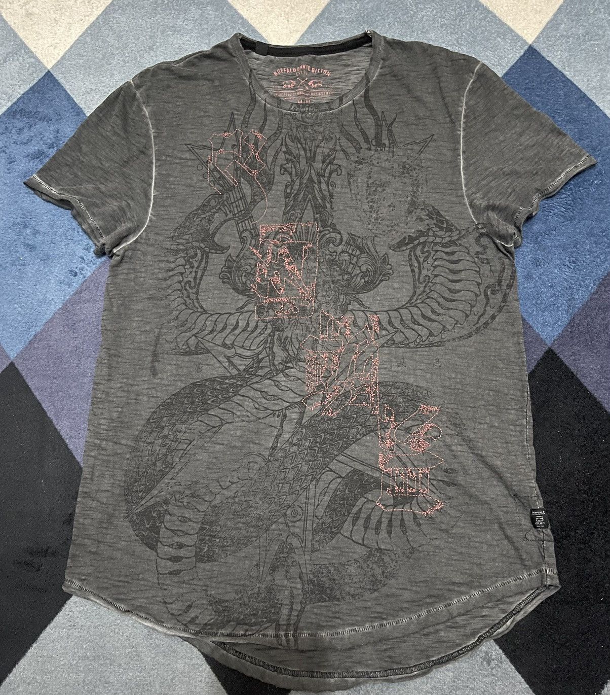 image of Buffalo David Bitton Tee Shirt in Grey, Men's (Size Medium)