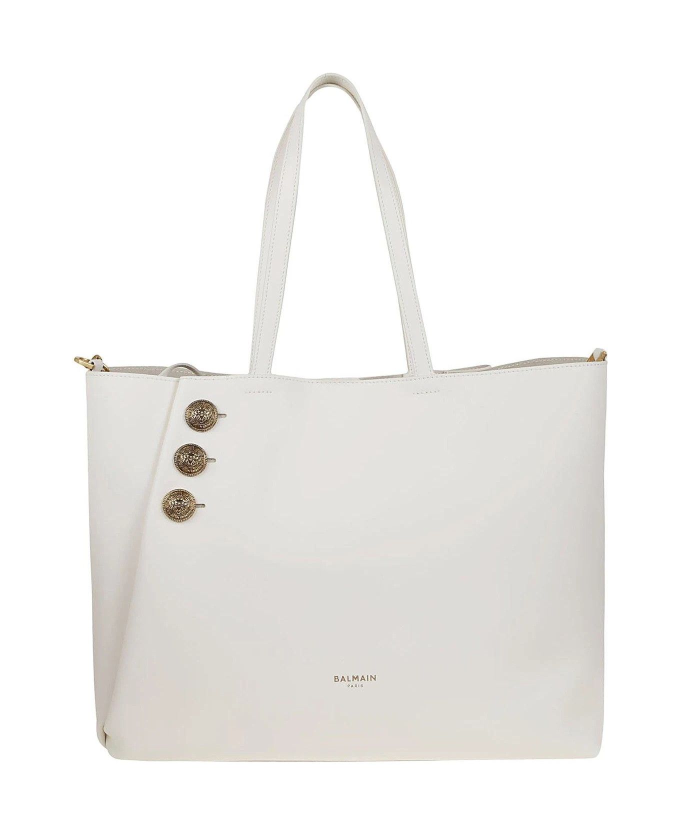 Balmain o1s1wg111225 Size:OS/Button Embellished Tote Bag in White Size ONE SIZE - 1 Thumbnail
