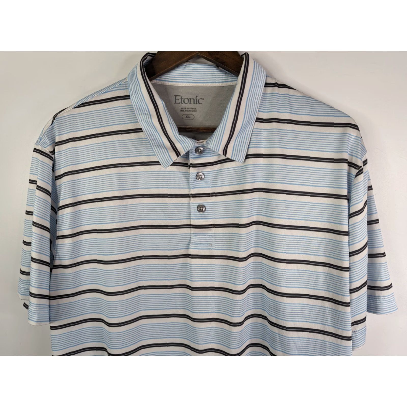 Vintage Etonic Shirt Men’s XL Blue White Stripe Golf Short Sleeve Polo Casual Size US XL / EU 56 / 4 - 2 Thumbnail