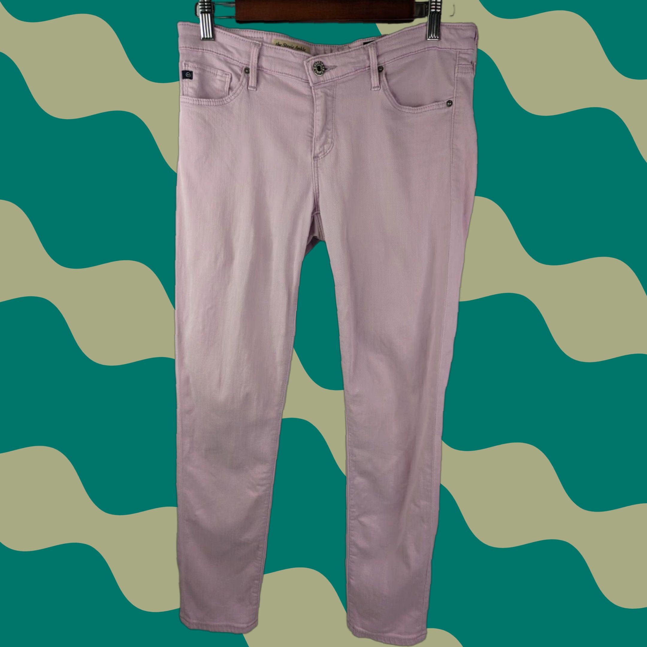 Denime VINTAGE AG Adriano Goldschmied Stevie Pink Denim Jeans Slim Straight 28R Womens Size ONE SIZE - 1 Thumbnail