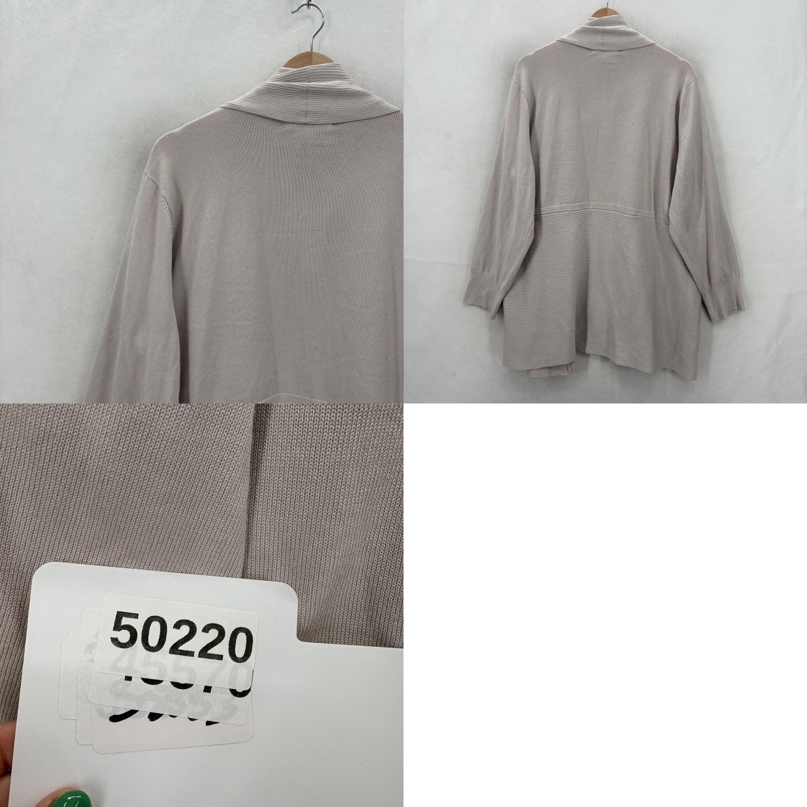 Vintage Chelsea & Theodore Cardigan Sweater Womens 2X Gray Collared Open Front Pockets Size XXL / US 16-18 / IT 52-54 - 9 Thumbnail