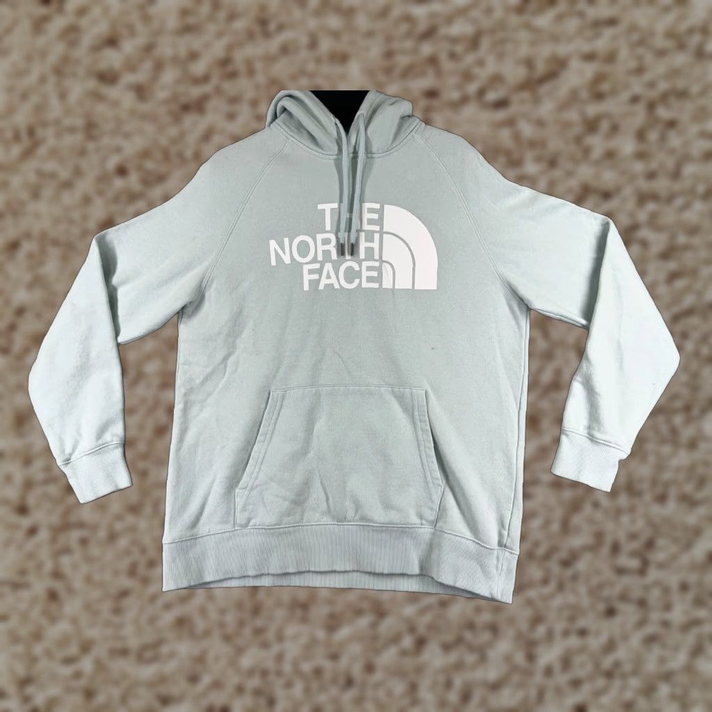 The North Face The North Face Hoodie Mens L Blue Logo Pullover Sweatshirt Solid Jersey Cotton Blend Size L / US 10 / IT 46 - 1 Thumbnail