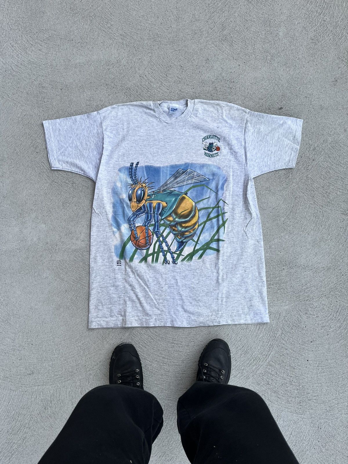 NBA × Salem Sportswear × Vintage Super Rare 90s Charlotte Hornets tee Size US XL / EU 56 / 4 - 1 Thumbnail