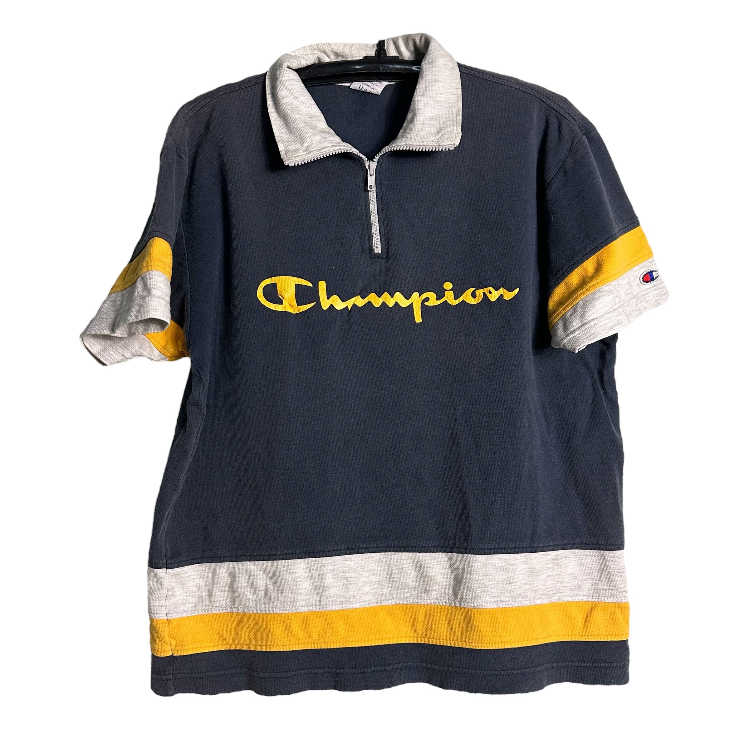 Champion 🔥RARE🔥Vintage Champion Half-Zip S/Sleeve Sweatshirt Size US L / EU 52-54 / 3 - 1 Thumbnail