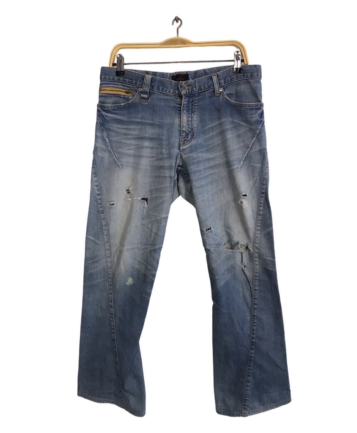 Designer Tete Homme Issey Miyake Cargo Bondage Denim Jeans Pants Size US 33 - 2 Thumbnail