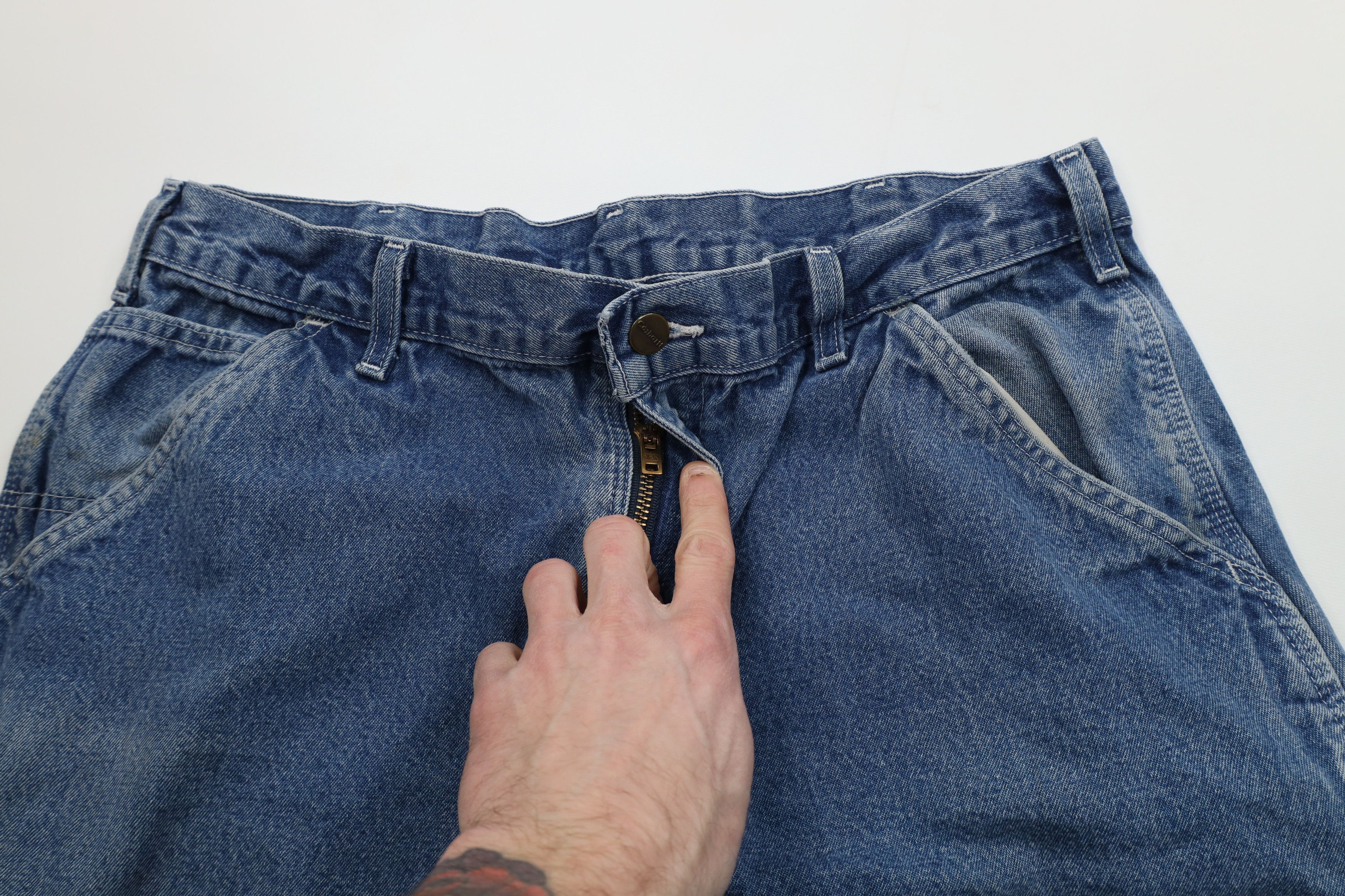 Carhartt Vintage Y2K Carhartt Wide Leg Dungaree Denim Jeans Blue Size US 36 / EU 52 - 10 Thumbnail