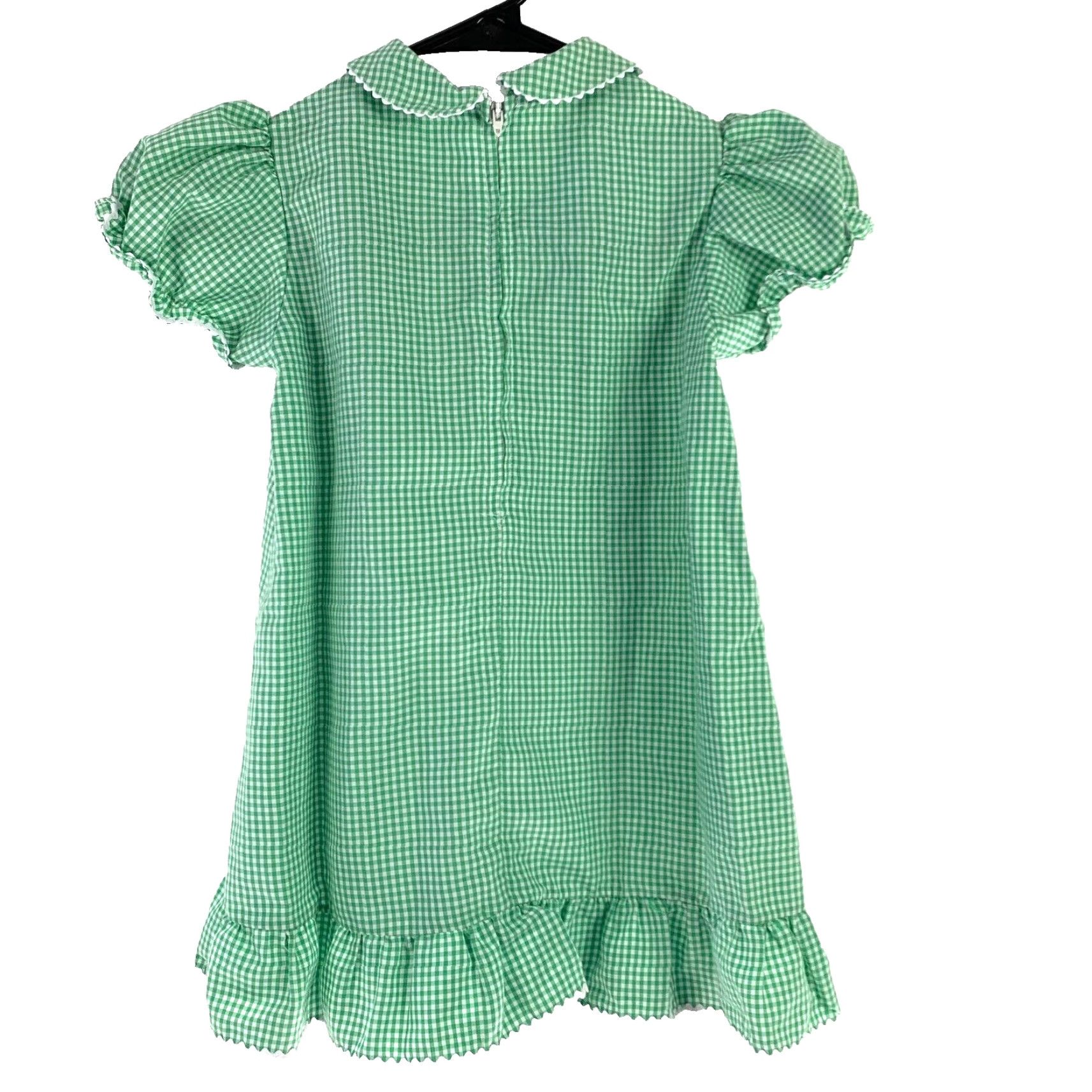 Vintage VINTAGE Fischel by Johnston Green White Gingham Pinafore Dress Girls 26" Chest Waist 14.25" Length 22.5" 1990s Size ONE SIZE - 3 Thumbnail