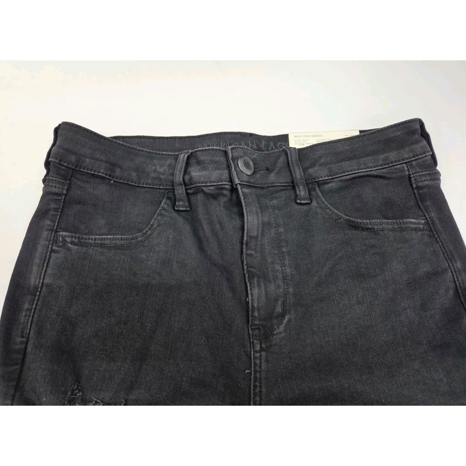 American Eagle Outfitters NWT American Eagle Womens High Rise Jegging Shorts Distressed Stretch Black 12 Short Size 34" / US 12 / IT 48 - 3 Thumbnail