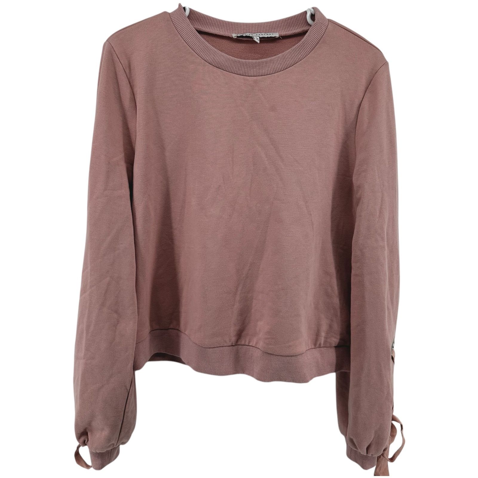 English Factory Sweatshirt Ribbon Grommet Crew Ribbed Pink L