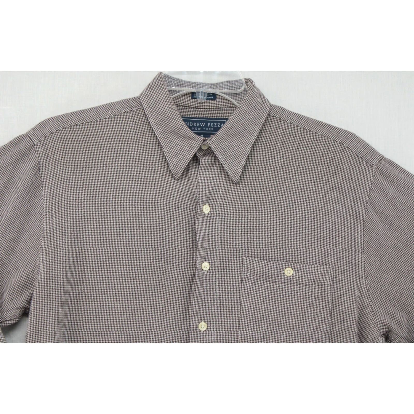 Vintage Andrew Fezza Shirt Medium Purple Houndstooth Button Up Long Sleeve Rayon Men’s Size US M / EU 48-50 / 2 - 2 Thumbnail