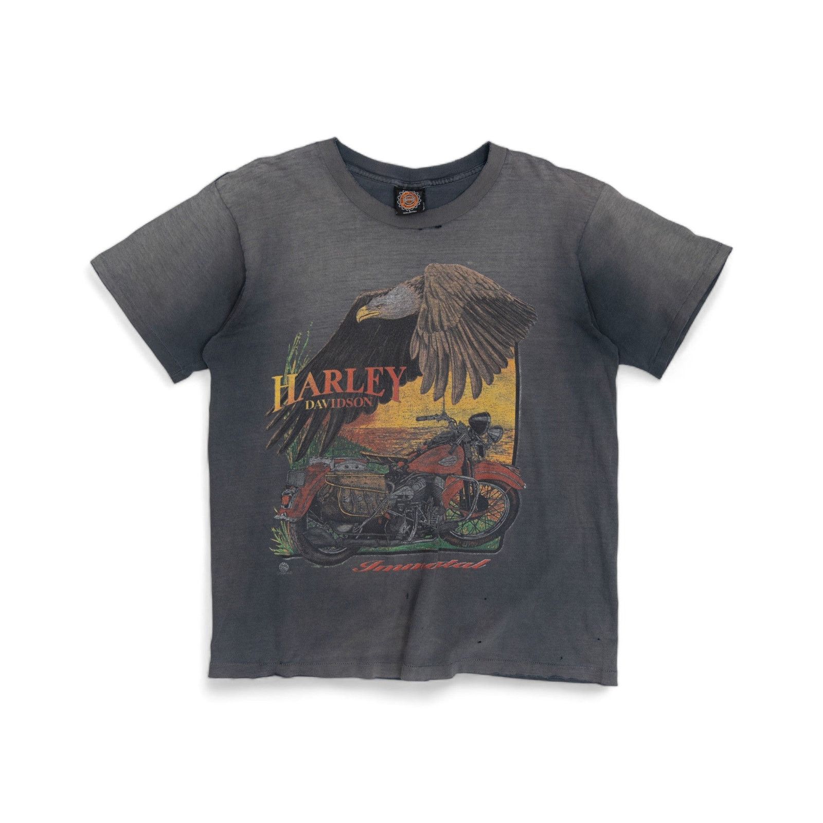 Image of Vintage Ultra Faded Harley Davidson Tee - 1990's in Black, Men's (Size XL)