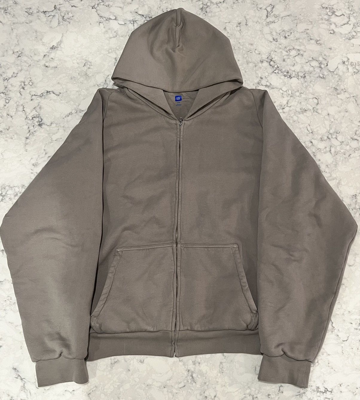 image of Yeezy X Gap Zip Up Hoodie in Light Gray, Men's (Size Large)