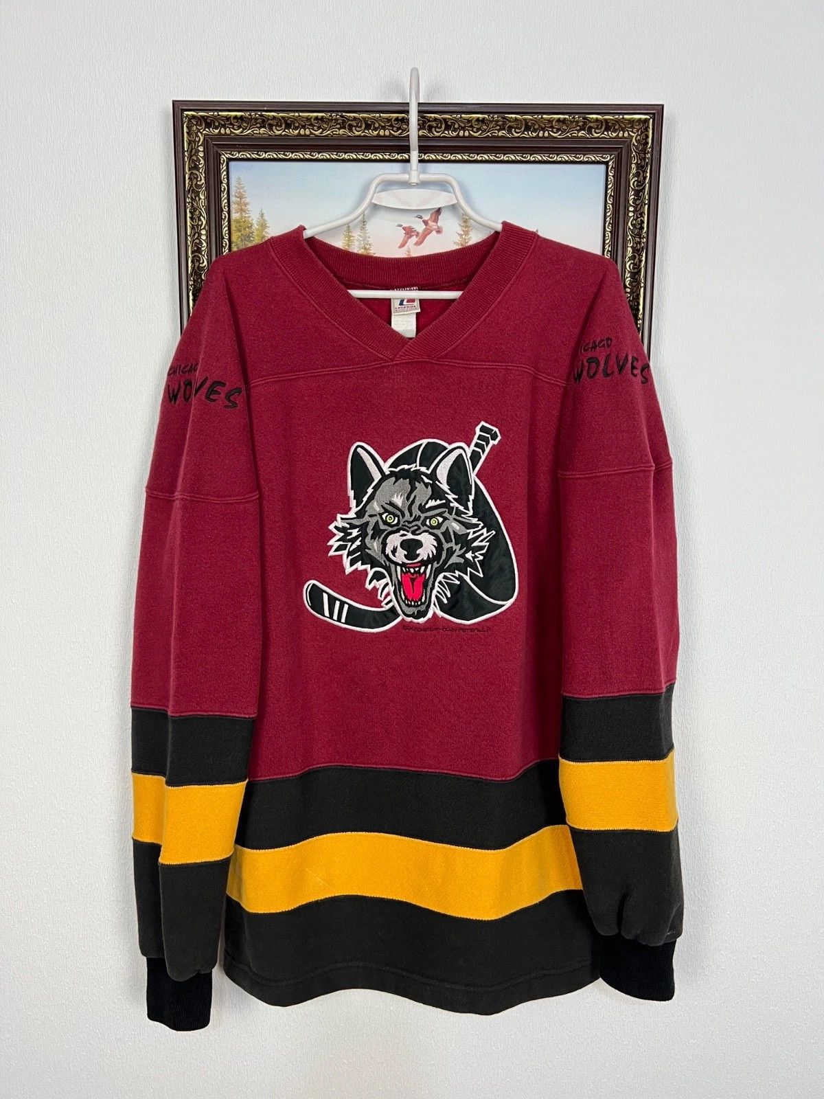 Vintage Vintage 90's Chicago Wolves IHL Sweatshirt Hockey Crewneck Size US XL / EU 56 / 4 - 1 Thumbnail