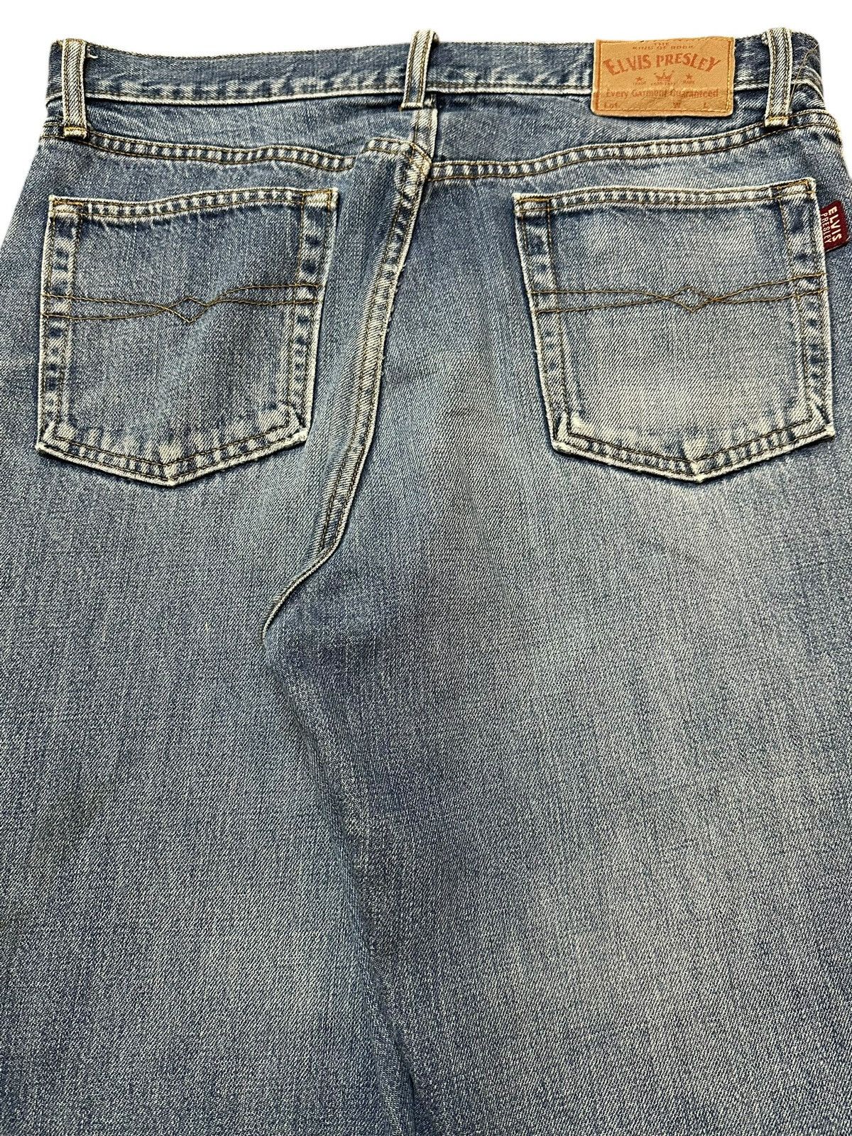 Evisu Vintage Elvis Presley Blue Faded Wash Distress Loose Jeans Size US 32 / EU 48 - 6 Thumbnail