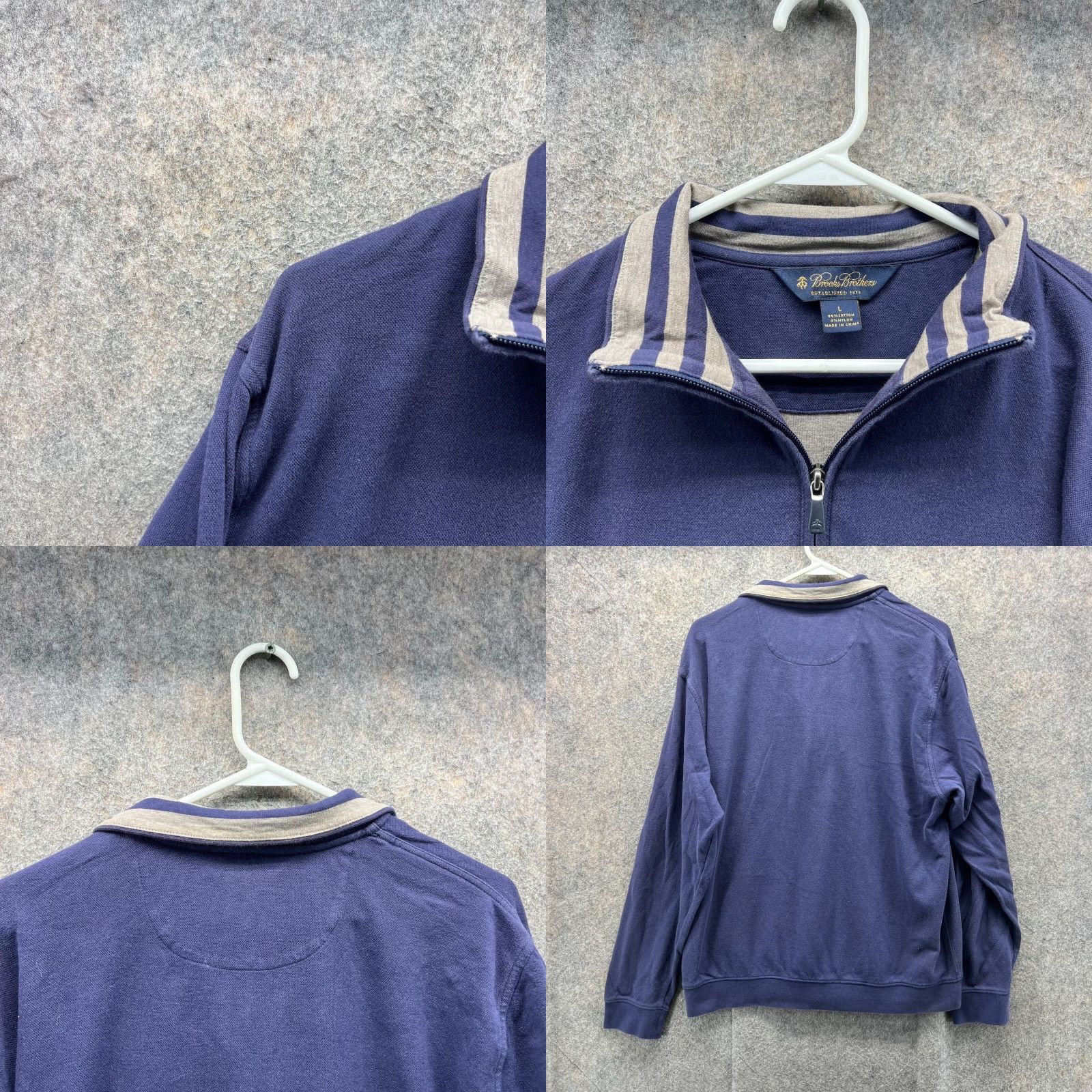 Brooks Brothers Brooks Brothers Sweater Men Large Regular Pullover 1/4 Zip Fleece Blue Navy Mock Neck Long Sleeve Size US L / EU 52-54 / 3 - 8 Thumbnail