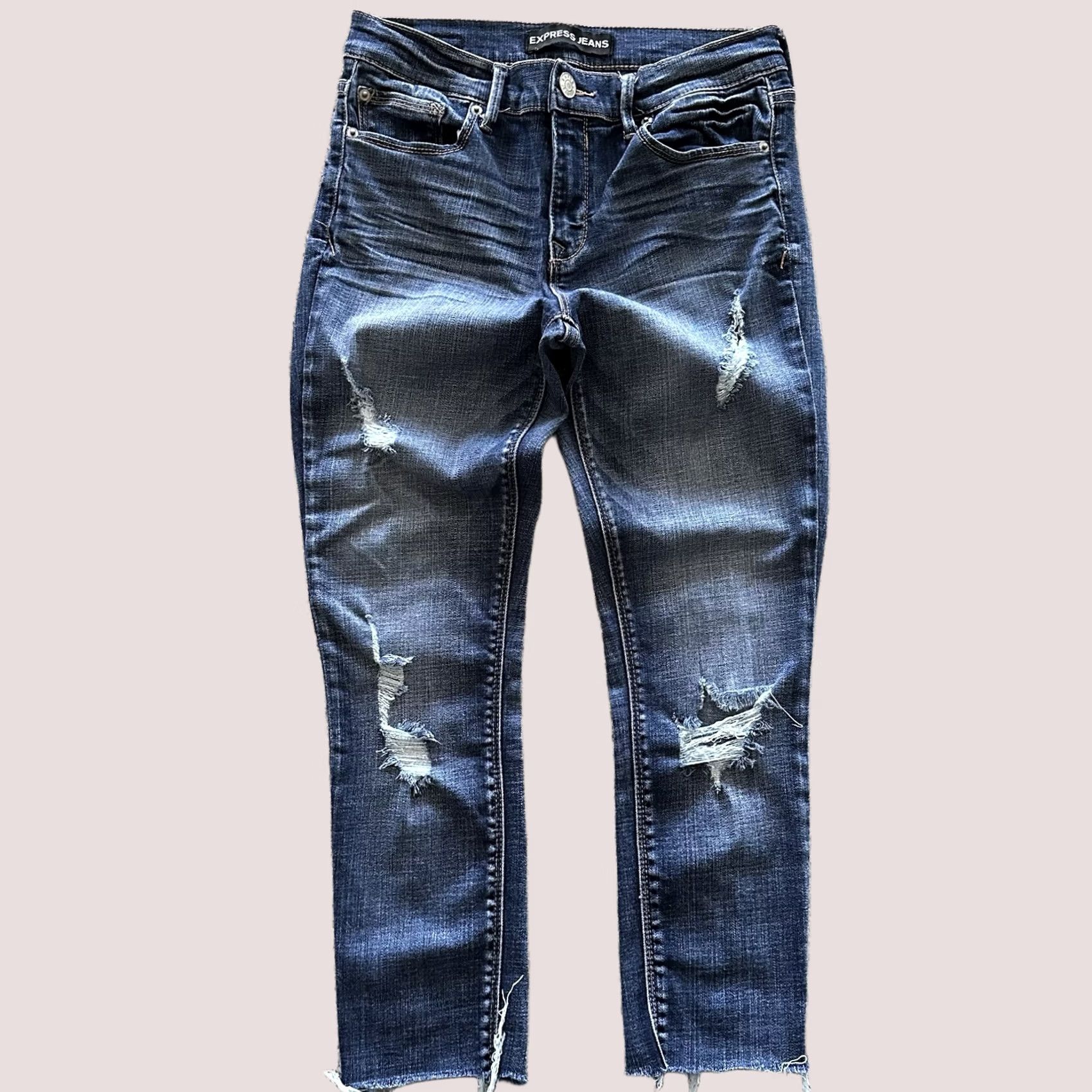 Express Express Jeans Womens 8 29x24 Mid Rise Cropped Denim Blue 5-Pocket Stretch N/A Size 29" - 1 Thumbnail