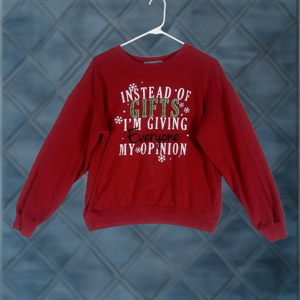 Vintage Ugly Christmas Sweatshirt Womens Juniors Medium Red Long Sleeve Holiday Sweatshirt Christmas Theme Graphic Knit Pullover Casual Winter Mens? (No) Size M / US 6-8 / IT 42-44 - 1 Thumbnail