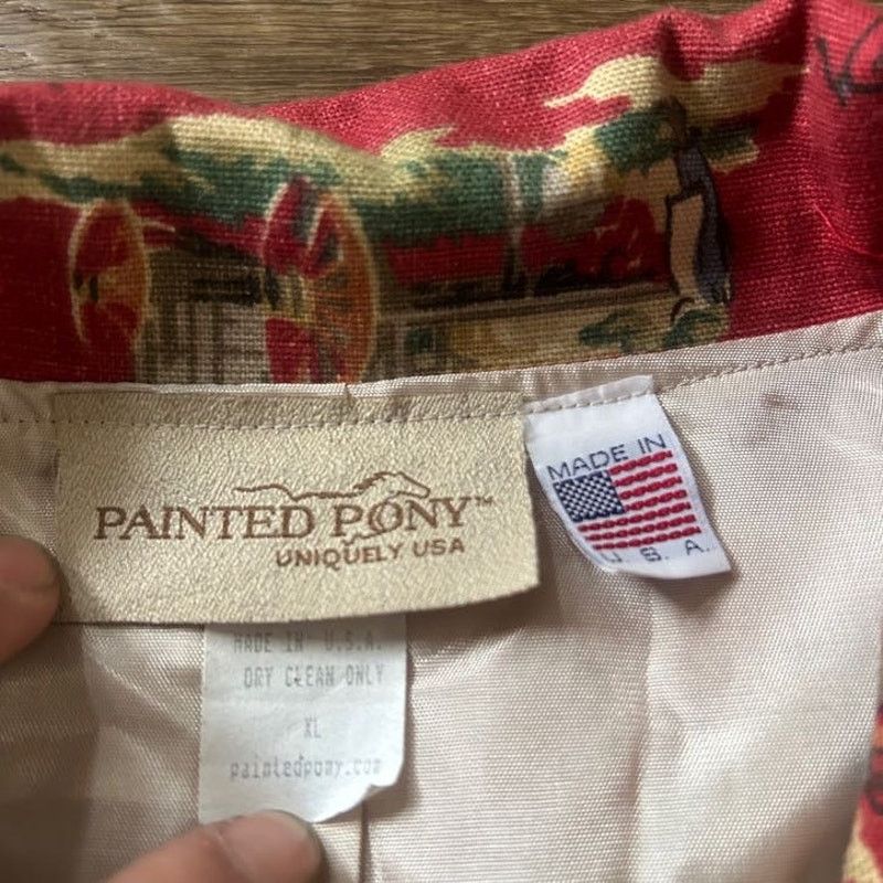 Vintage 70/80s Painted Pony Cotton Zip Up Jacket Size US XL / EU 56 / 4 - 3 Thumbnail