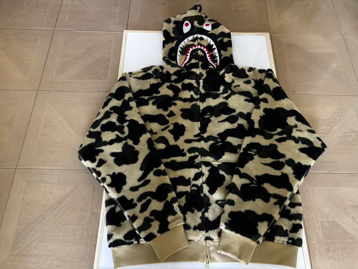 Bape Authentic ape bape 1st camo 2nd shark boa hoodie jacket L 