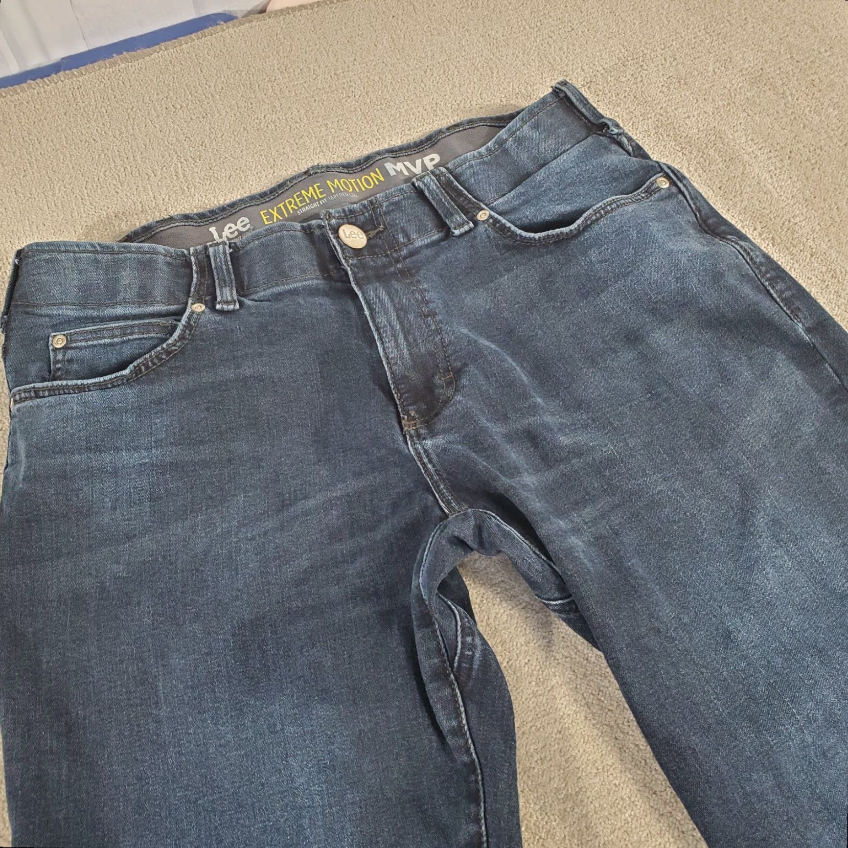 Lee Lee Jeans Mens 34x32 Blue Straight Leg Tapered MVP Performance Denim Cotton Jeans Regular Men S Blue 80s 90s Logo Size US 32 / EU 48 - 2 Thumbnail