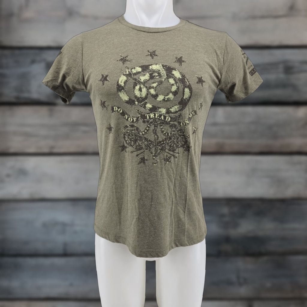 Vintage Grunt Style T-Shirt Women Green Do Not Tread On Me Crew Neck Short Sleeve Large Size L / US 10 / IT 46 - 1 Thumbnail