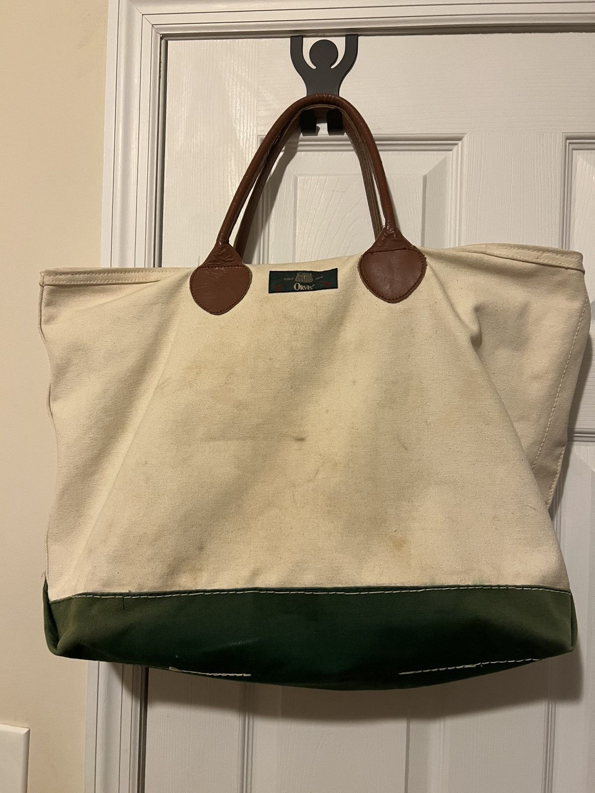 Orvis Duffel Bag Leather Handle Ll Bean Style in White, Men's