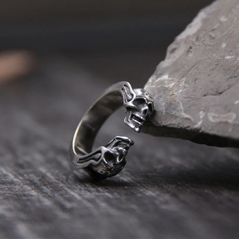 Jewelry Gothic Retro Double Skull Ring Hell Ghost Head Size ONE SIZE - 2 Thumbnail
