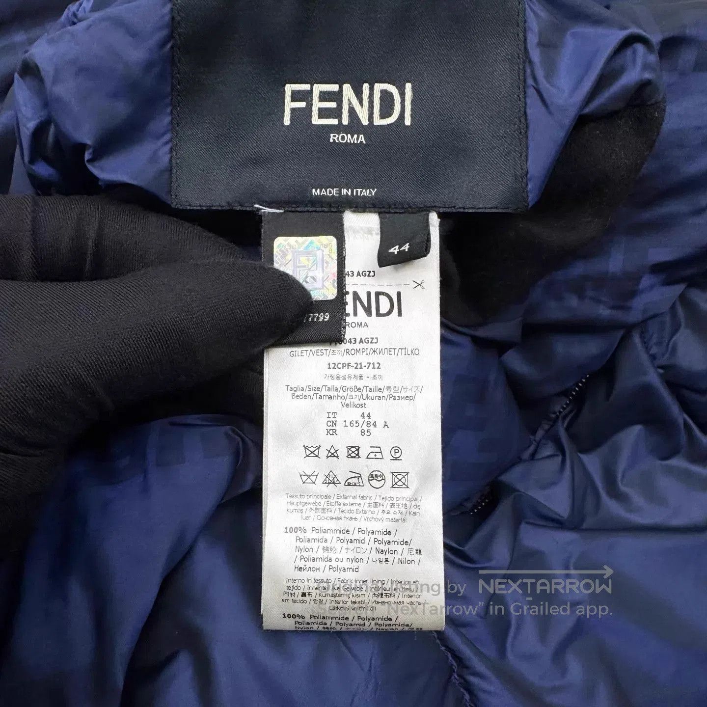 Fendi Blue Puffer Vest with Zip Closure. Size US S / EU 44-46 / 1 - 6 Thumbnail