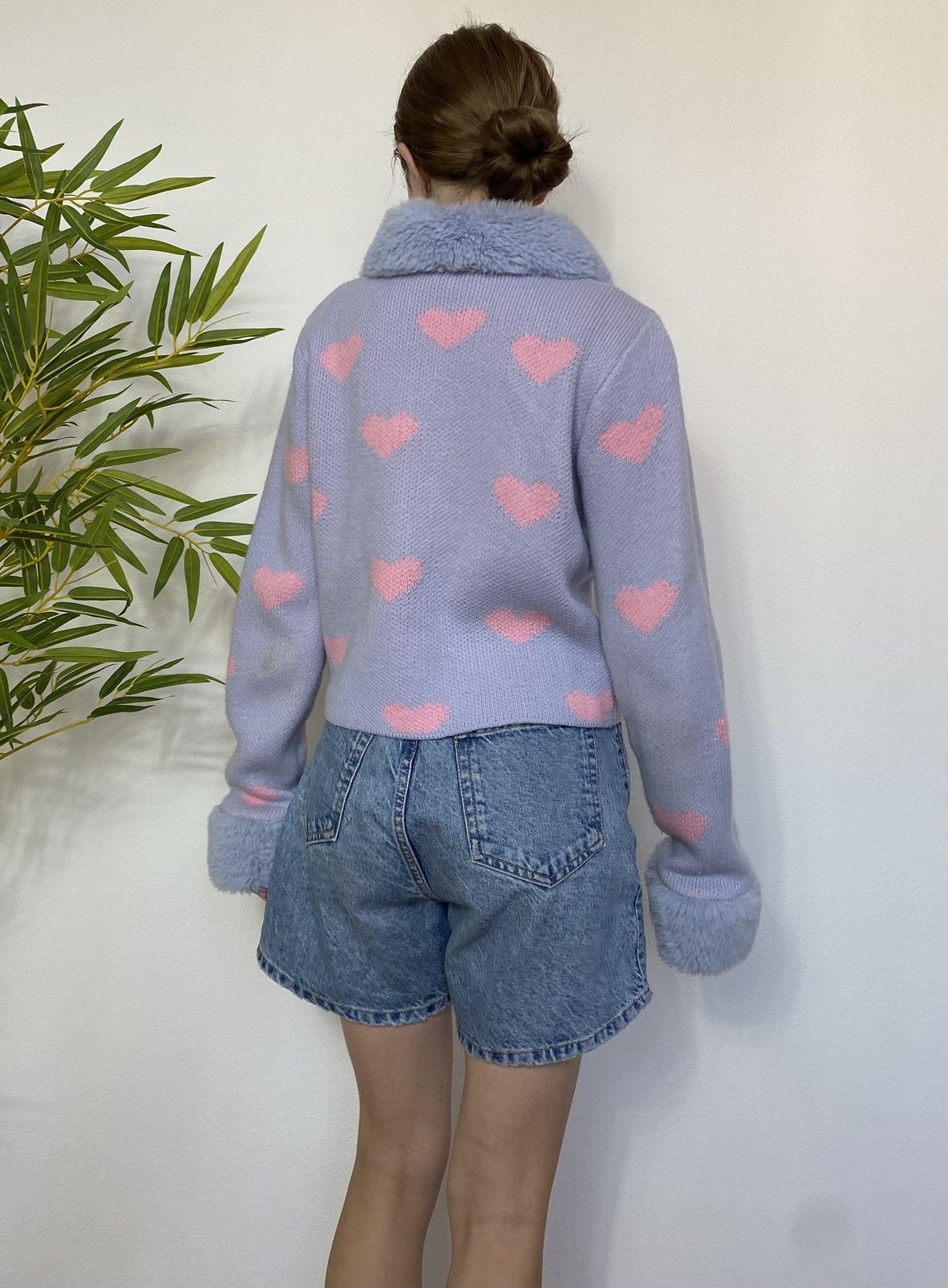 Vintage PURPLE HEART FLUFFY ZIP SWEATER Size M / US 6-8 / IT 42-44 - 5 Thumbnail