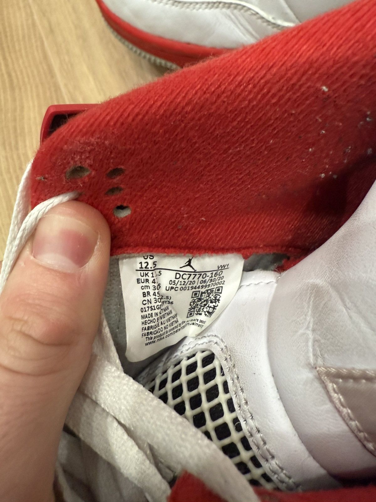 Jordan Brand Jordan 4 Retro “Fire Red” Size US 12.5 / EU 45-46 - 7 Thumbnail