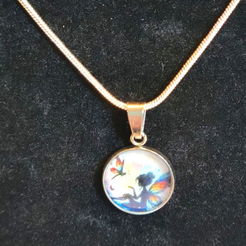Hand crafted Fairy pendant necklace on 925 Sterling Silver