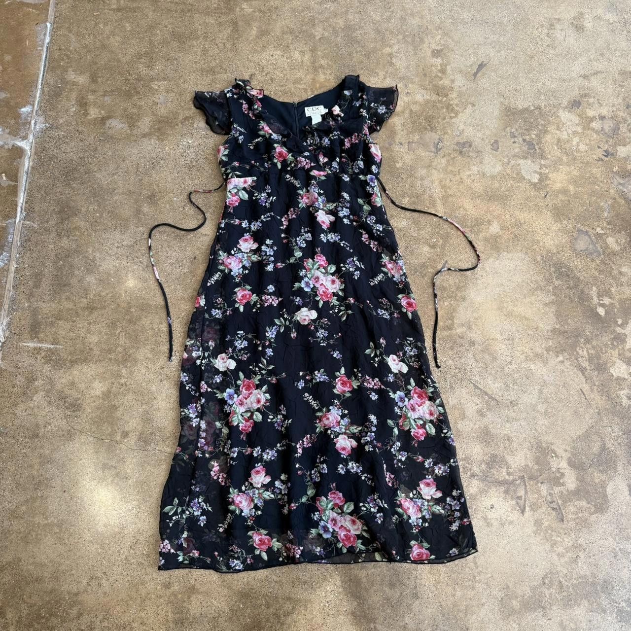 Designer 90s Floral Midi Dress Size XL / US 12-14 / IT 48-50 - 2 Thumbnail