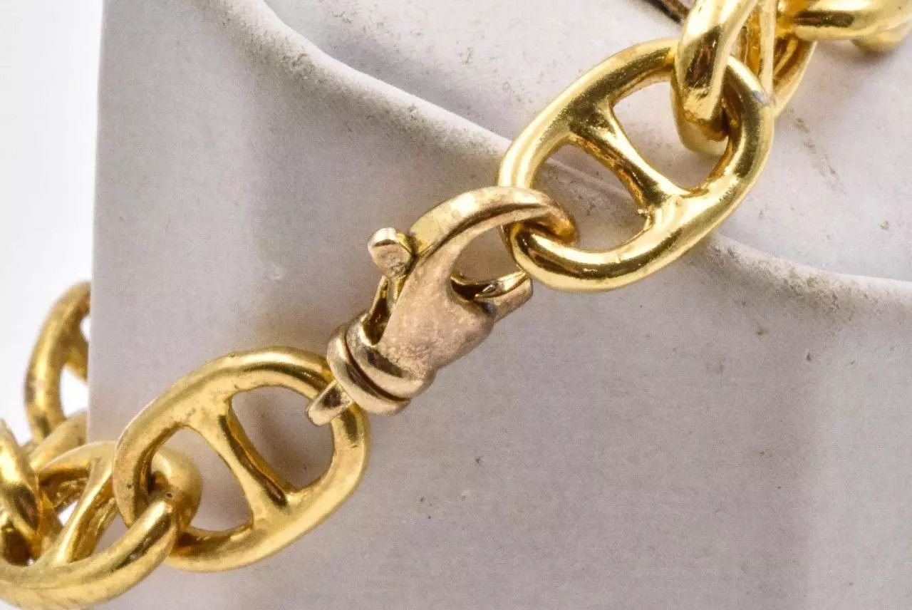Sterling Silver Vintage Sterling Silver Bracelet Mariner Anchor 7.75 Gold Size ONE SIZE - 2 Thumbnail