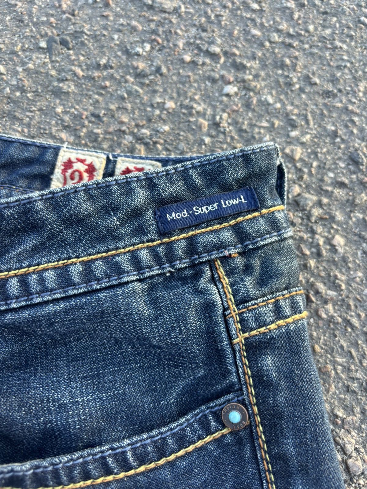 Japanese Brand × Vintage Vintage Y2k INDIAN ROSE Low Rise Jeans Size 34" / US 12 / IT 48 - 5 Thumbnail